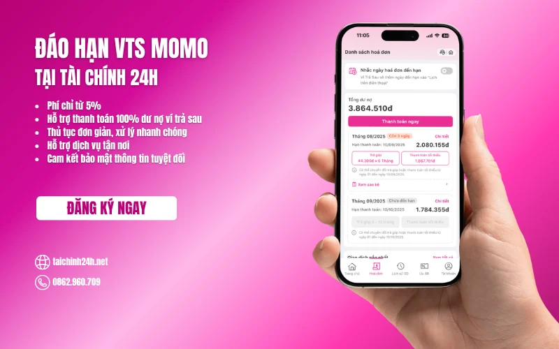 Dịch vụ đáo hạn Ví trả sau MoMo tại Tài Chính 24H