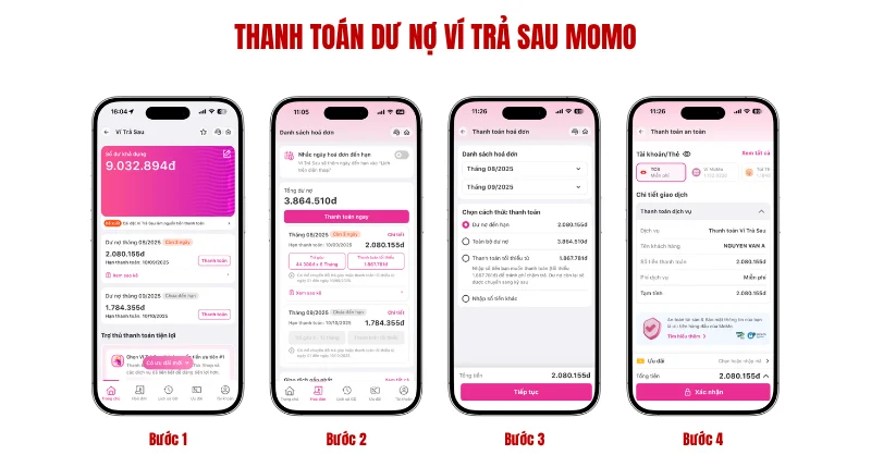 Hướng dẫn thanh toán dư nợ ví trả sau MoMo đúng hạn