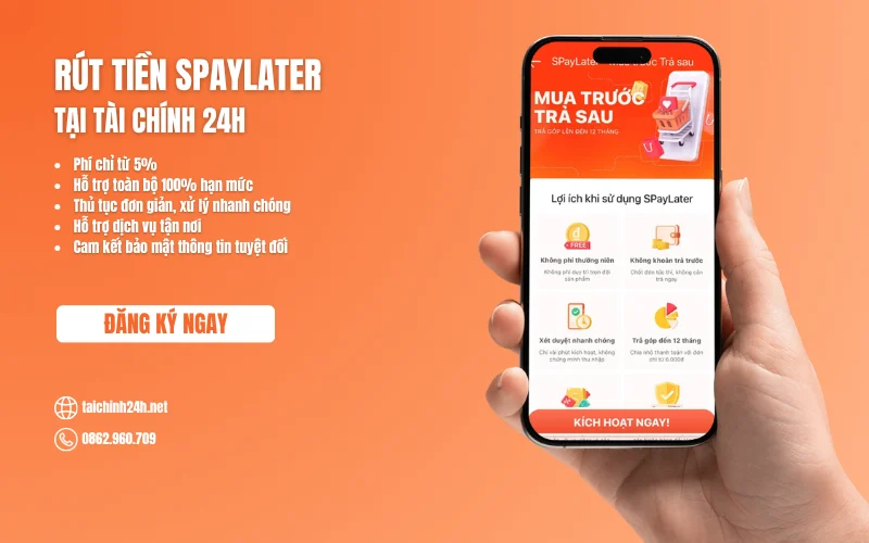 Dịch vụ rút tiền mặt ví trả sau SPayLater tại Tài Chính 24H